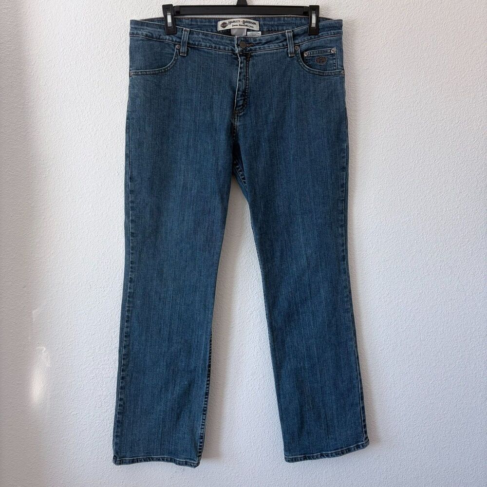 Vtg‎ Harley-Davidson Genuine MotorClothes Jeans Size 16 Blue Denim Straight Leg